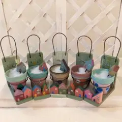 リメイク鉢５個と鉢ホルダー５個ガーデンピック付　ハンドメイド　作家　多肉植物のサムネイル