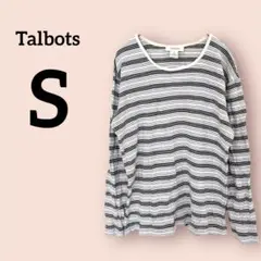 Talbots 【S】ストライプ柄 長袖Tシャツ ボーダー 白黒のサムネイル