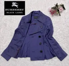 【希少色】バーバリーブラックレーベル ショート丈 トレンチコート パープル系