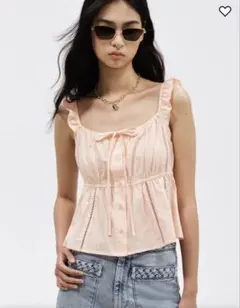 H&M ぺプラムキャミトップス Sサイズ ライトアプリコット