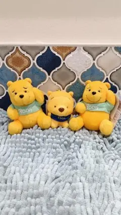 プーさん ぬいぐるみ3体セット　キーホルダー＆安全ピン付き