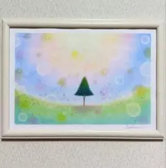 【A4】パステルアート　彩の空と希望の木　パステル画原画