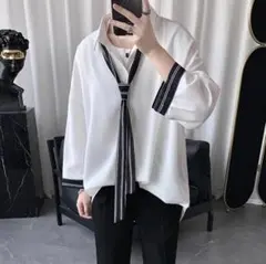 ネクタイ付き シャツ ホワイト L