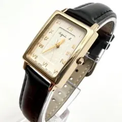 美品 アニエスベー 時計 新品電池,ベルト ゴールド ローマン 本革 女性 稼働のサムネイル