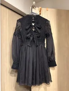 黒のシフォンレースミニワンピース