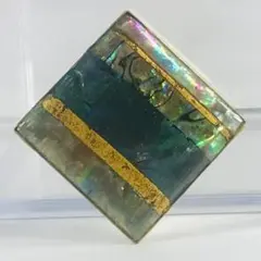 アバロンシェル(夜光貝）ハンドメイド ダイヤモンド型 ブローチ