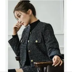 【sheller】シェリエGlitter tweed jacket Blackのサムネイル