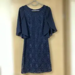 パーティードレス ネイビー レース ワンピース M 結婚式 二次会 フォーマル