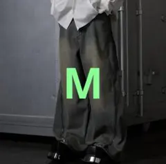 【GRANCY(グランシー)】 ジップデザイン バギーデニム パンツ　ブルー M