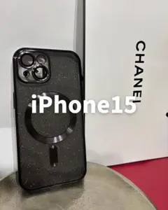 iPhone15 ケース ブラック スマホケース キラキラ MagSafe対応
