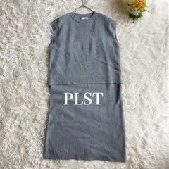 PLST プラステ ノースリーブワンピース ニット グレー ウール