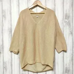 UNIQLO ユニクロ (L)　3DコットンコクーンVネックセーター　7分袖