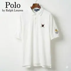 ポロラルフローレン ゴルフ刺繍 長袖ポロシャツ ロング L 白 グアム リゾート