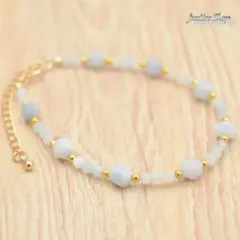 ブレスレット ティアドロップ1 アクアマリン × アクアマリン 天然石 2A3