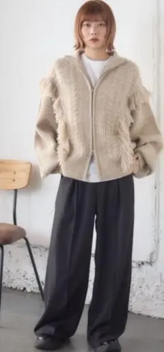 早い物勝ちレトロガール新品フリンジZIPカーデ