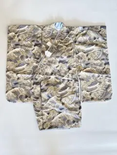 七五三　着物　男の子　水色　グレー　和柄　上下セパレート　ハンドメイド