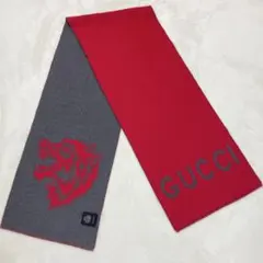 GUCCI マフラー 狼の顔刺繍 ウール 赤/ダークグレーのサムネイル