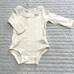 petit main アイボリー ストライプロンパース 80