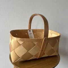 北欧ヴィンテージ　バスケット　かご　スポーンコリ レア・サイズ！スウェーデンの伝統工芸品：Spankorg