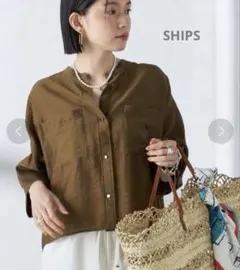 極美品】23区LIBECOリネンクロップドシャツ ベージュ 44 大きいサイズ