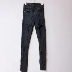 美品 ディーゼル SLANDY-ZIP コーティングスキニーデニム W23 黒 美品 ディーゼル SLANDY-ZIP コーティングスキニーデニム W23 黒