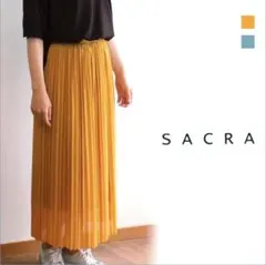 【sacra】ロングプリーツスカート　春夏　イエロー　黄色　エアリー　M-Lのサムネイル