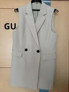 GUダブルテーラードベストSサイズ中古ベージュ