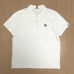 美品】MONCLER モンクレール ポロシャツ ホワイト ロゴワッペン L