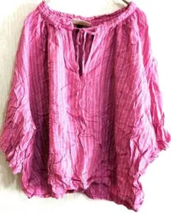 海外古着✨Universal Thread ピンクストライプ五分袖シャツ【 L】