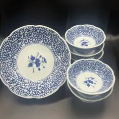 美濃焼　渓南窯　彩華　蛸唐草　高台小鉢　銘々皿　小皿　5客セット　5個　和食器のサムネイル