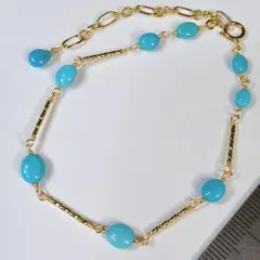 サービス品14KGF美しいアリゾナ産スリーピングビューティーのブレスレットa86