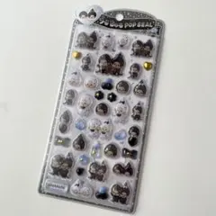 正規品　モンチッチうるちゅるポップシール　モノトーン　ブラック　黒