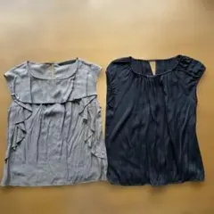ノースリーブトップス　2枚セット　カーキ　ブラック