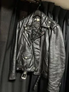 ブラックレザー ダブルライダースジャケット