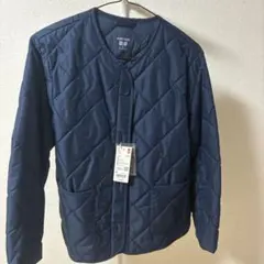 新品 ユニクロ パフテック ノーカラージャケット ネイビー M