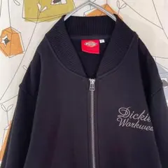 人気のスタジャン Dickies 刺繍ロゴ ブラック ディッキーズ ジャケット