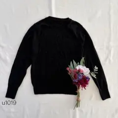 無印良品　MUJI クルーネック　ウールセーター　ブラック 【M】