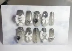 ネイルチップ ワンホン 韓国 グラデーション リボン フレンチガーリー