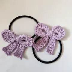 パープルリボンヘアゴム2個セット