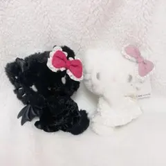 【正規品】ハローキティ 天使と小悪魔 マスコット ぬいぐるみ ホワイト ブラック