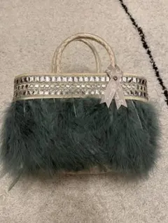 Fuang Fa ファンファ　グリーンフェザーかごバッグ