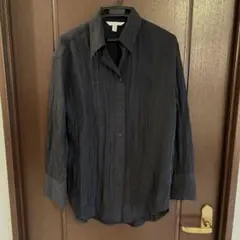 美品 H&M 長袖シャツ XS シワ加工 黒 ブラック