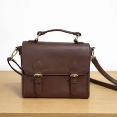 wego サッチェル痛ショルダー　痛バ　痛バッグ　丸型小物入れ　ブラウン　茶