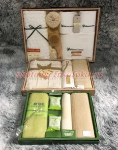 新品　バス用品　3箱セット　マット　タオル　大判　お茶染　リネン　麻　抗菌　防臭のサムネイル