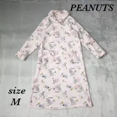 ピーナッツ (M) スヌーピー柄 総柄 ボア フリース ワンピース 着る毛布