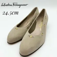 極美品❤️希少　フェラガモ　ヴァラリボン　パンプス　ヒール　スエード　24.5cm