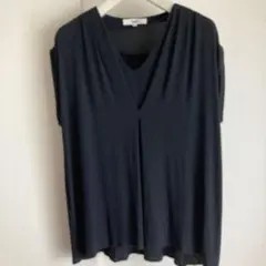 OZOC Vネック 半袖Tシャツ カットソー ブラウス ブラック38のサムネイル