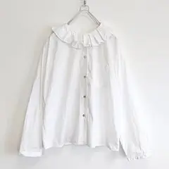 美品 (g) グラム ネックタックフリルブラウス 日本製