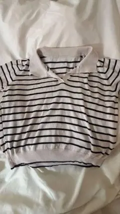 SHEIN ボーダー柄 半袖ポロシャツ