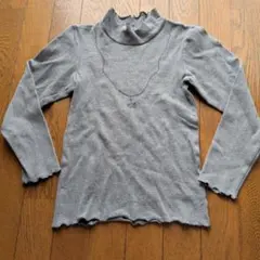 グレー タートルネック 長袖カットソー